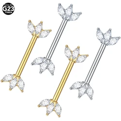 1Pc G23 Titanium Nipple Piercing Ring 14G Internal Thread Crystal Flower Nipple Shield Ring Barbell Piering Sexy Women Jewelry