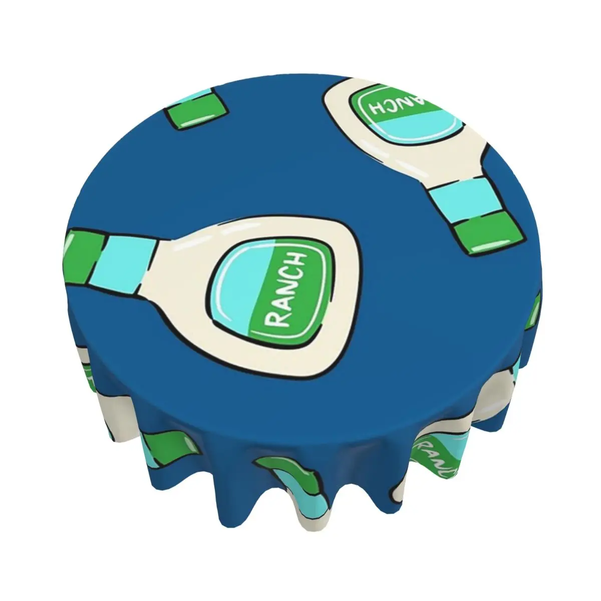 Ranch - Botella de aderezo para ensalada Mantel redondo impermeable Mantel a prueba de aceite para eventos de cocina Cubierta para mesa de comedor 60 pulgadas