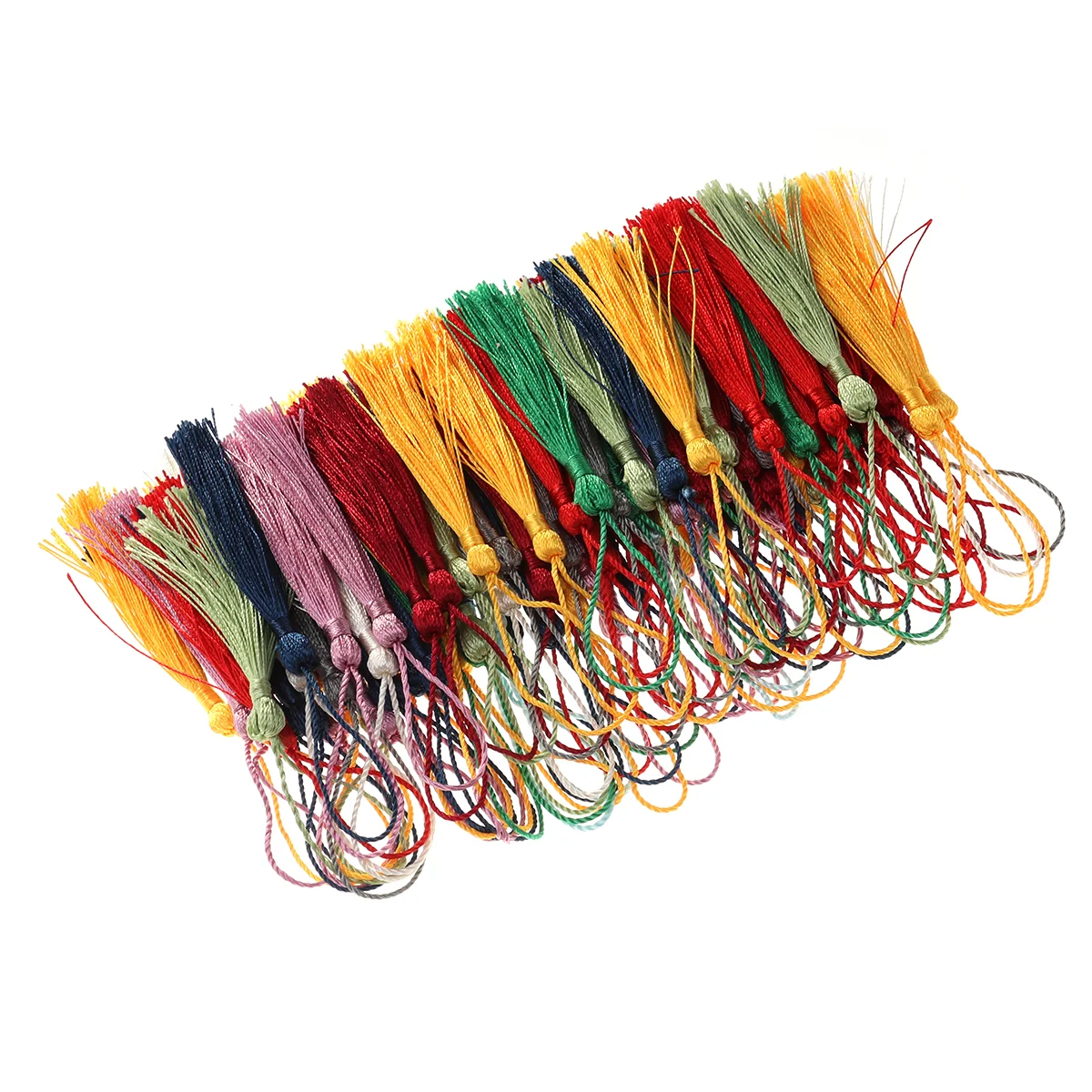 

50 Pcs Chinese Knotted Tassels Bracelet Key Silk Graduation Hat for Jewelry Making Colorful Giveaway