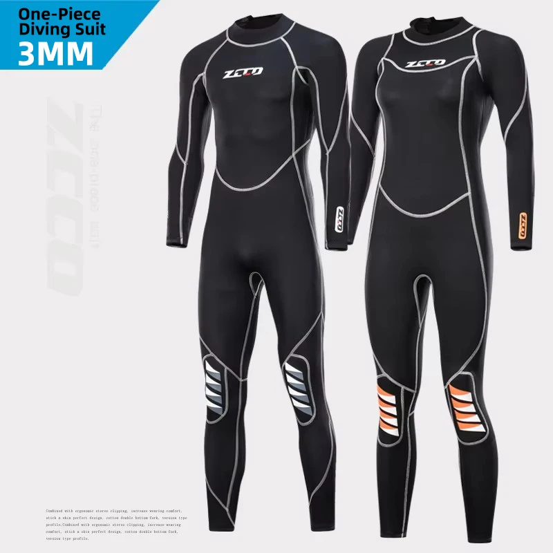 

3mm Neoprene One-Piece Scuba Diving Suit Long Sleeve Thermal Wetsuit for Men/Women Winter Swimming Surfing Kayaking Gear