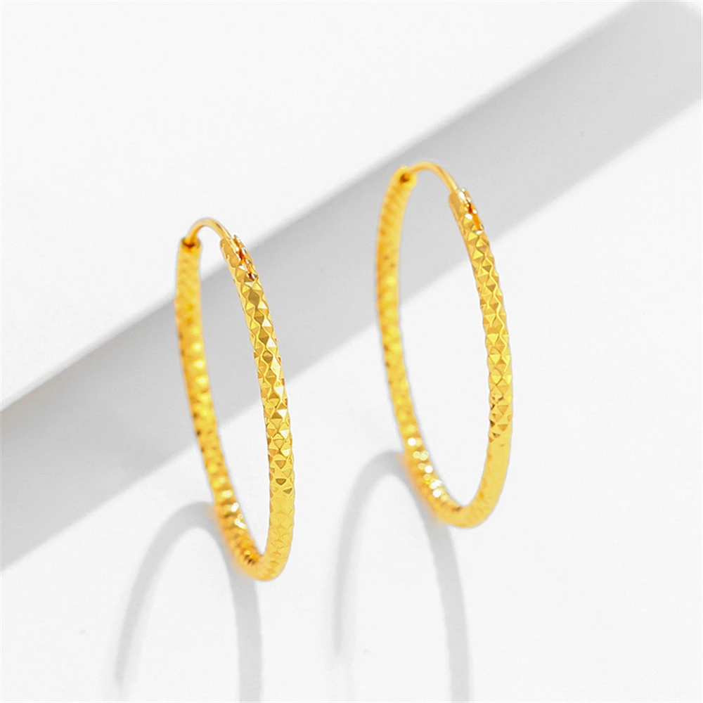 Hoop Earrings Set 24K Yellow Gold GP 35/40/45/50/60mm Star Circle Earing Women's Ear Cuff Pendientes Mujer High Quality Jewelry