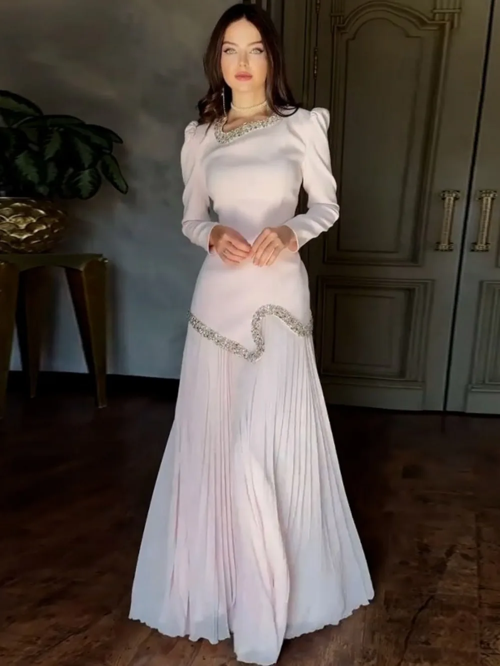 

Eid Abaya Women Dress Muslim Jalabiya Bandage Pleated Vestidos Largos Party Caftan Ramadan Long Dresses Dubai Kaftan Arab Robe