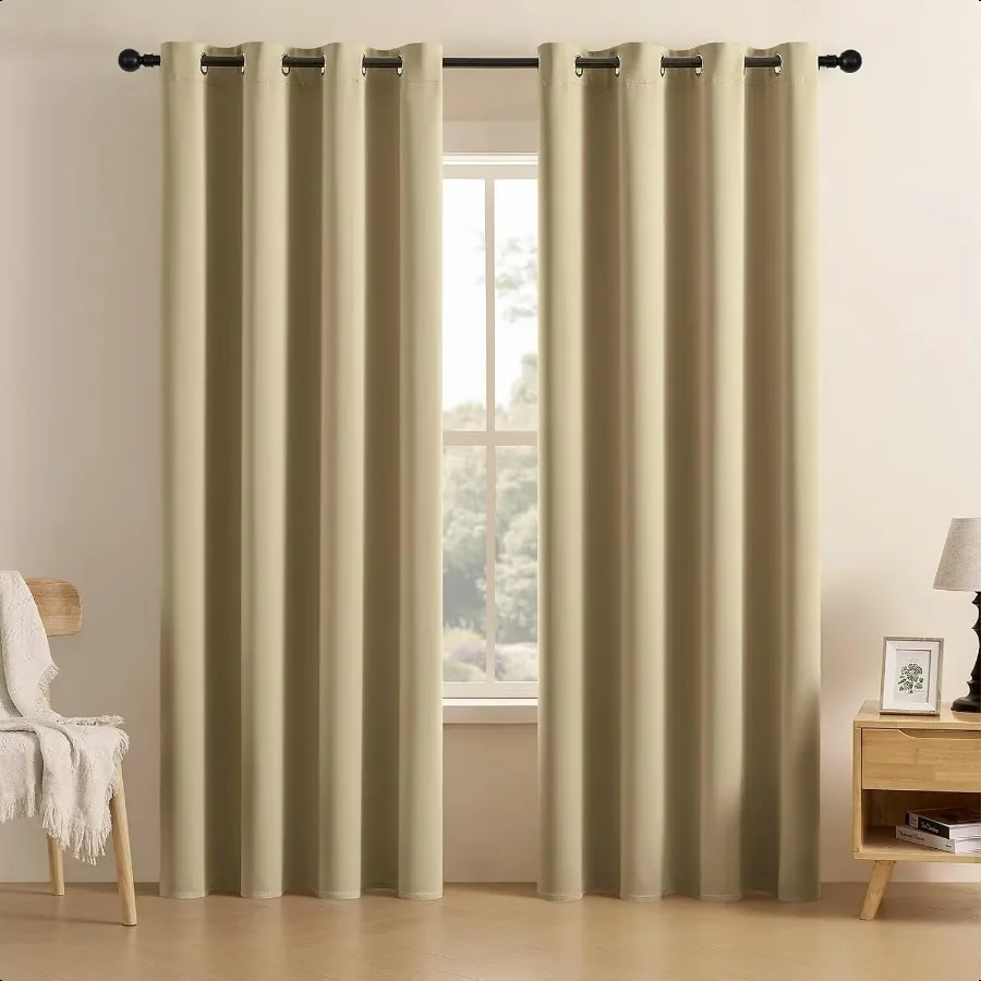 Rideaux occultants pour chambre à coucher, 84 pouces de Long, 2 panneaux, isolation thermique, assombrissant, avec œillets, pour fenêtre douce