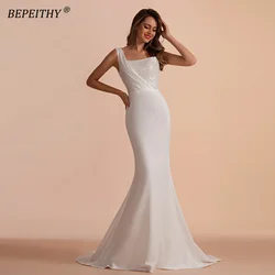 BEPEITHY Customized One Shoulder Mermaid Long Evening Dresses For Women Detachable Train Beading Vintage Prom Party Gown 2023