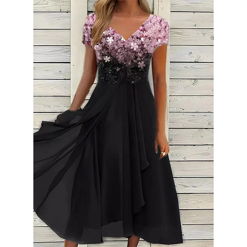 Abito lungo estivo taglie forti da donna casual Abito lungo da spiaggia elegante patchwork in pizzo di grandi dimensioni Abiti lunghi da sera per feste