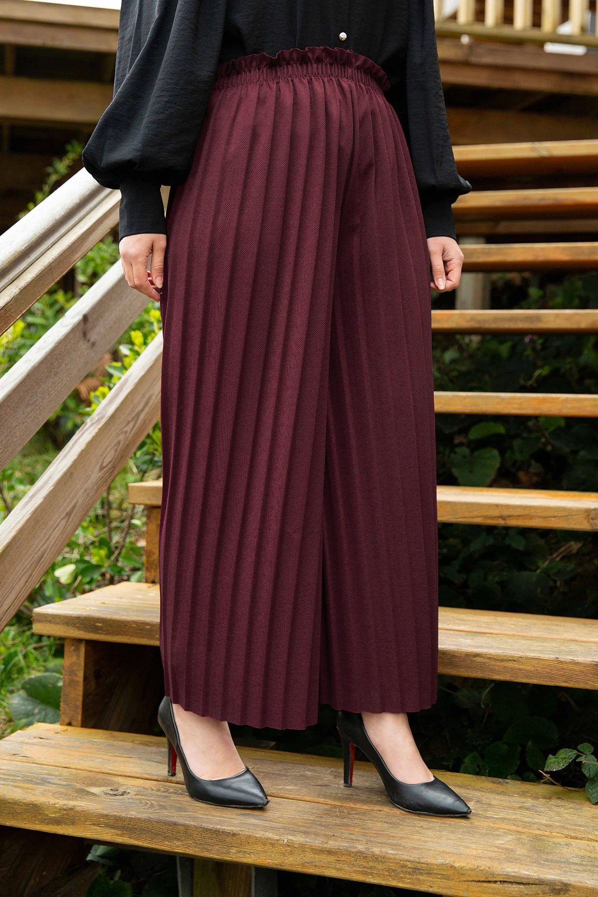 ; pleats Nadrág e-burgundy