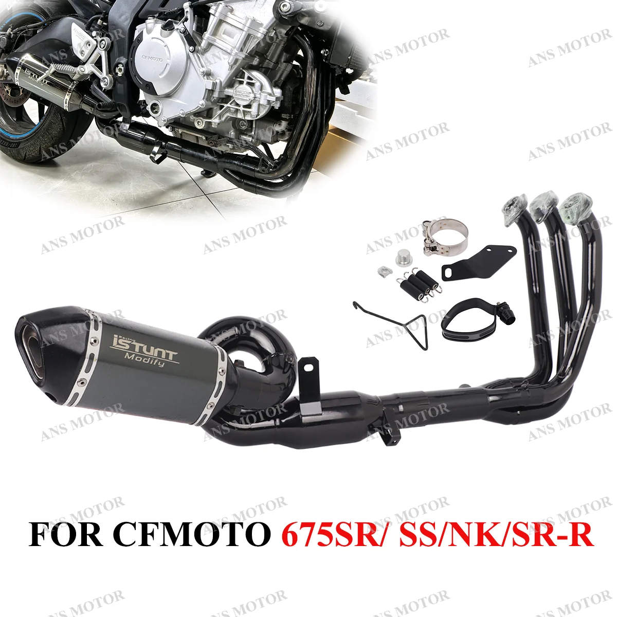 

Slip On For CFMOTO 675SRR 675SR 675NK 675SS 2024 2025 Motorcycle Exhaust Escape Full System Front Link Pipe 675SR Exhaust