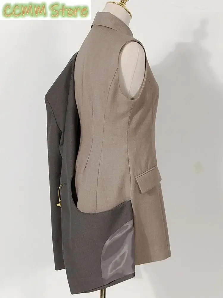 Blazer évidé pour femme, blazer élégant, revers, veste à manches longues, bloc de documents ingent, marée de mode, printemps, automne, nouveau