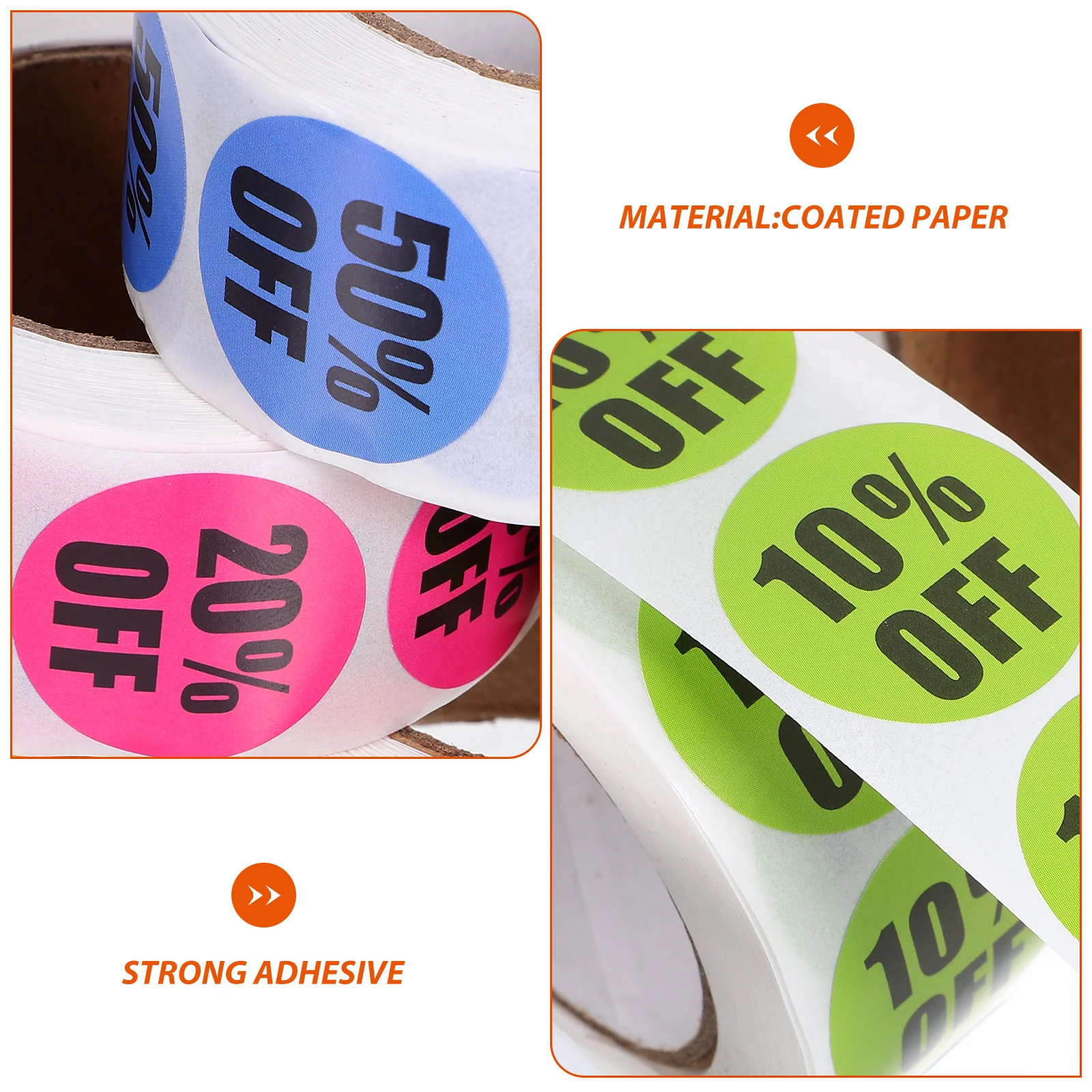 6 Rolls Adhesive Price Tags Stickers Labels for Retail Store Round Percent off Discount Nail