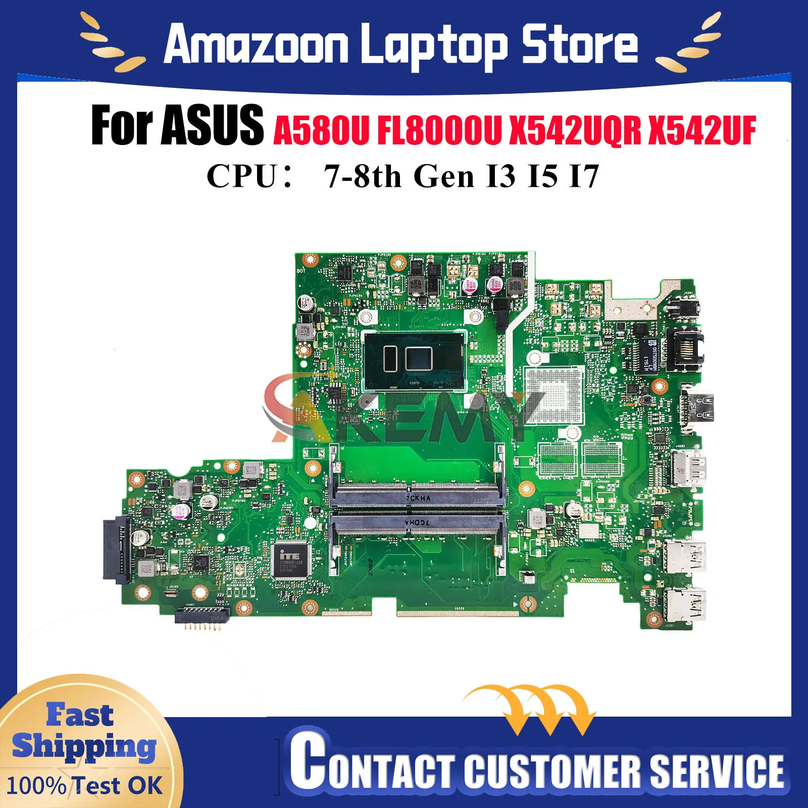 

X542UA Материнская плата для ноутбука ASUS X542UF X542UAR X542UN A580U X542UA X542UQ X542UR FL8000U X542U X542UQR Материнская плата I3 I5 I7 CPU