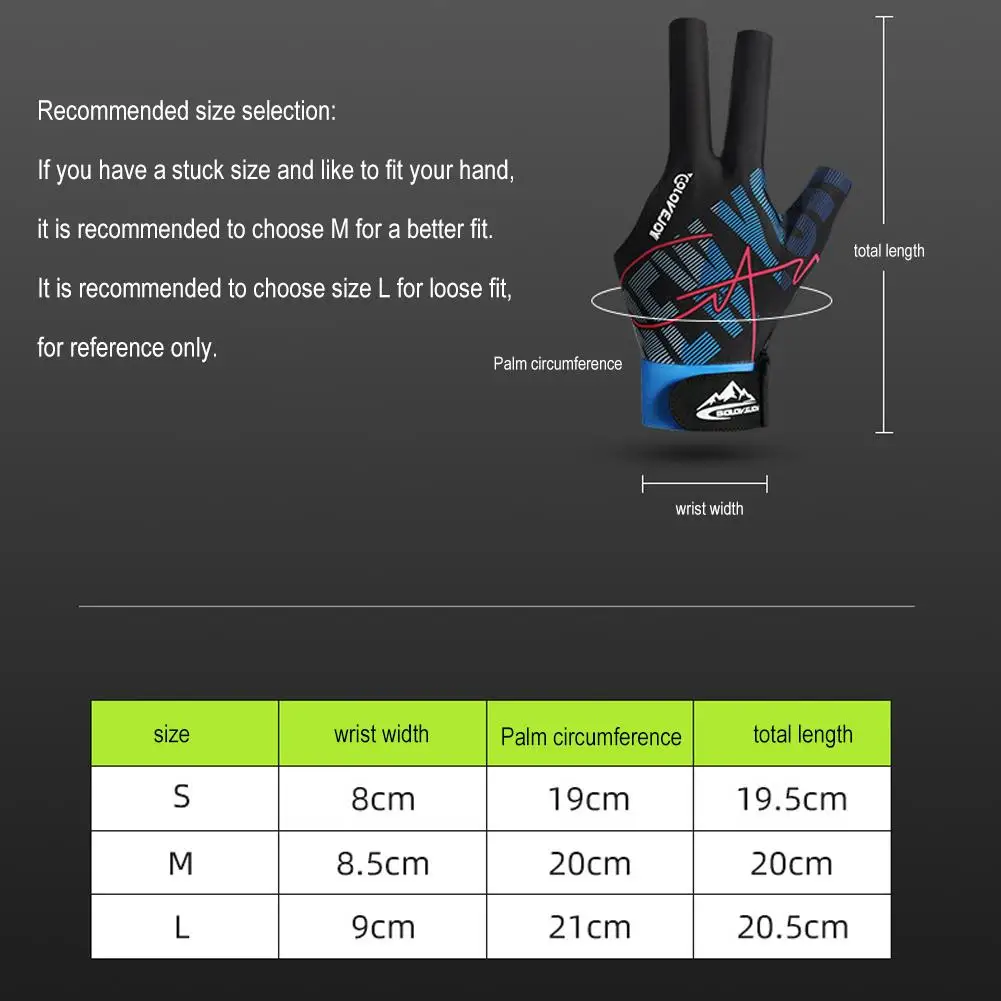 Portable Lightweight High Elasticity Breathable Half Finger Gloves Open Finger Billiard Pool Gloves Adjustable Sticker Polyester