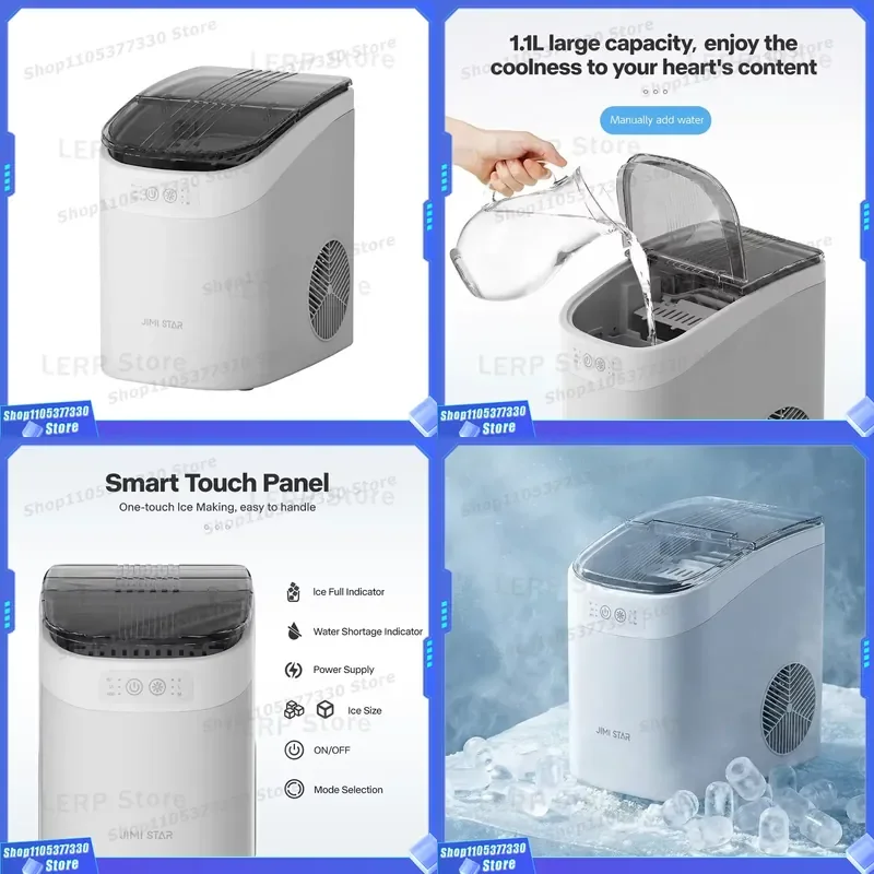 Electric Portable Tabletop Bullet Maker Push Button Control 12kg/day Capacity Plastic Housing Bottled Water Energy