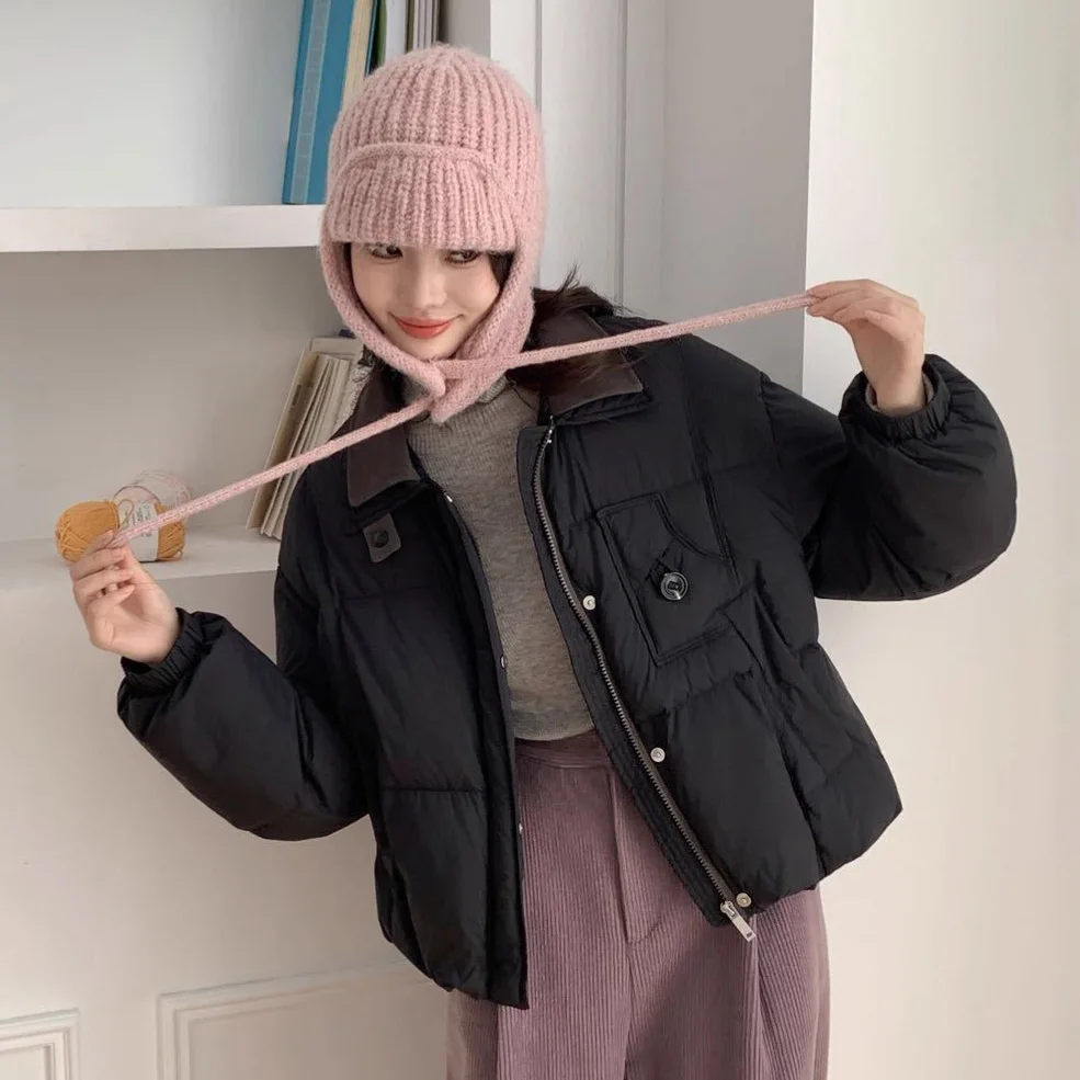 أزياء الشتاء المرأة الجديدة أسفل سترة قصيرة نمط تقسم بطة بيضاء أسفل سترة #3