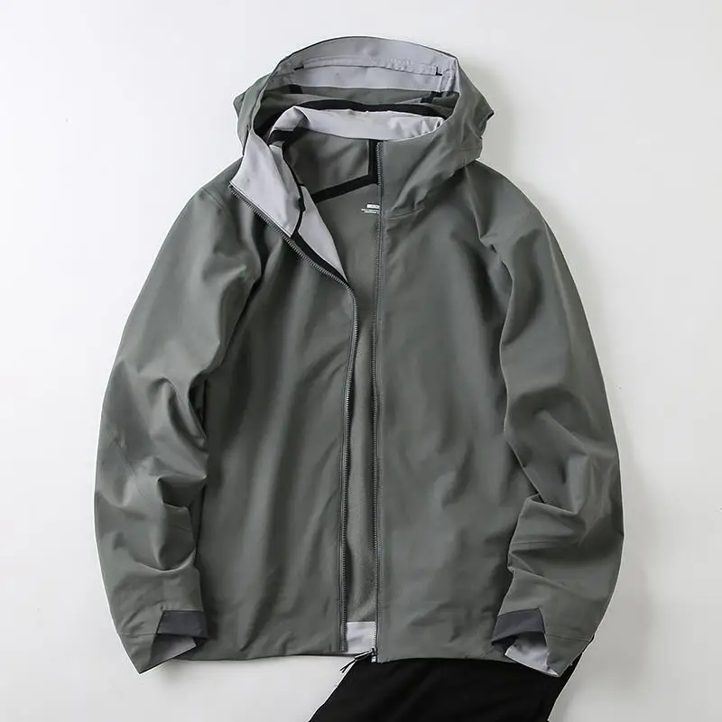 

High-End Men's Outdoor Windproof Waterproof Full-Seal Soft ell Jaet Casual Hooded Coat Spring Autumn Faion Urban Sle