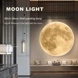 Simulation Moon Natural Acrylic Wall Lamp Living Room Luxury Round Wall Lamp Creative Round Bedroom Hotel Bed LED Wall Light