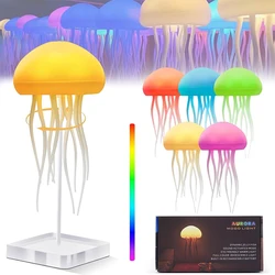 Luz nocturna de medusas bailando de dibujos animados, lámpara de noche de medusas bonita con gradiente RGB, Control por voz, lámpara LED de noche con carga tipo C