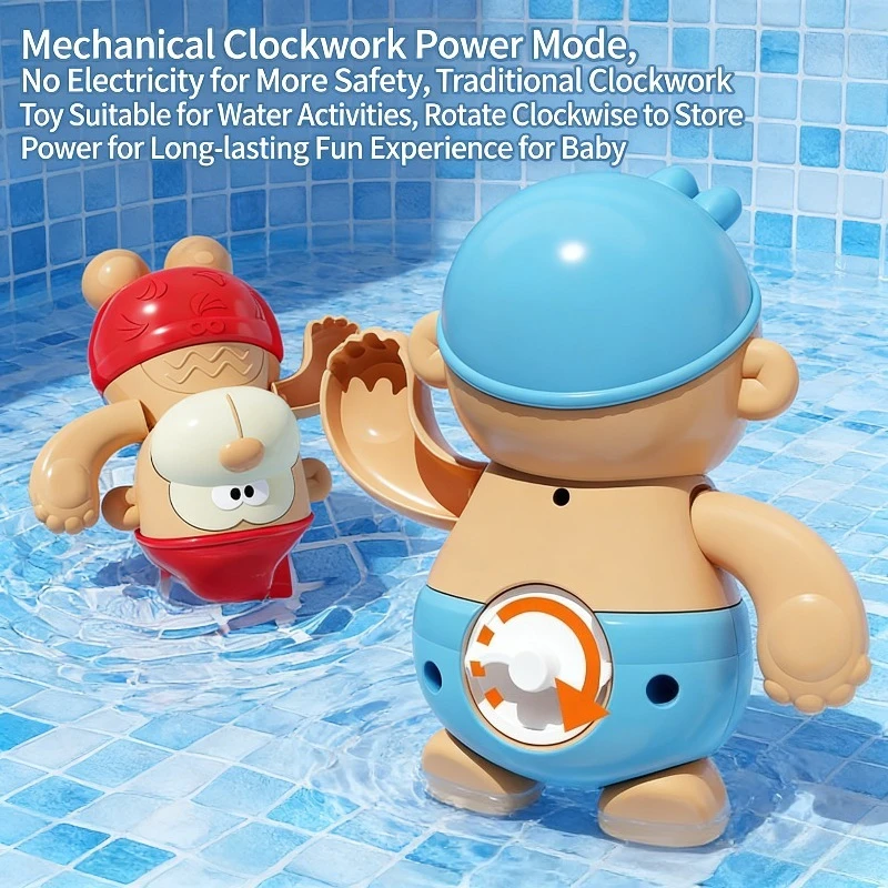 Baby Monkey Bathing Toy Summer Bathroom Water Play Toy Exercise Finger Flexibility Soothe Baby Bathing Game Clockwork Toy