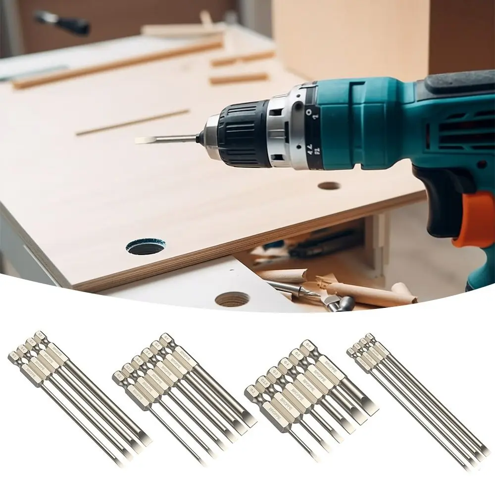 S2 Steel Flat Head Screwdriver Bit Set 1/4 Inch Shank Quick Change Electric Driver Tool 50mm/75mm/100mm/150mm Hand Tool