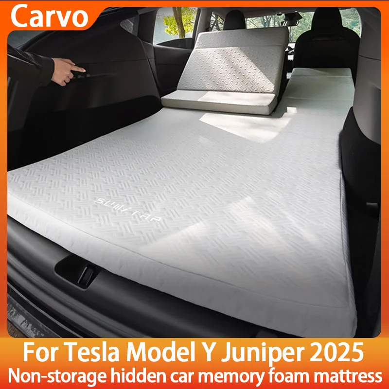 Memory Foam Camping Mattress for Tesla ModelY Juniper 20252026 Foldable Portable Car Bed for Travel Sleep Self Storage NoRolling
