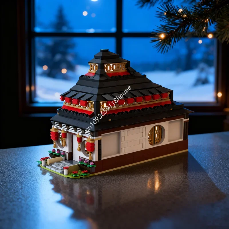 

237pcs MOC Chinese New Year s Eve Dinner Roof Seasonaled Model Building blocks Assemble DIY idea Christmas gifts Brick toys Kids