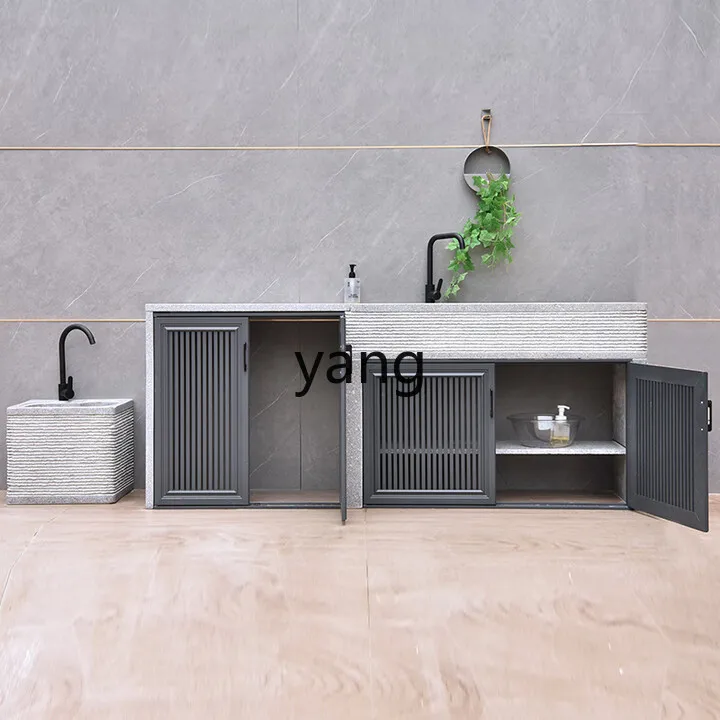 LTT natural granite outdoor wash basin villa garden marble console