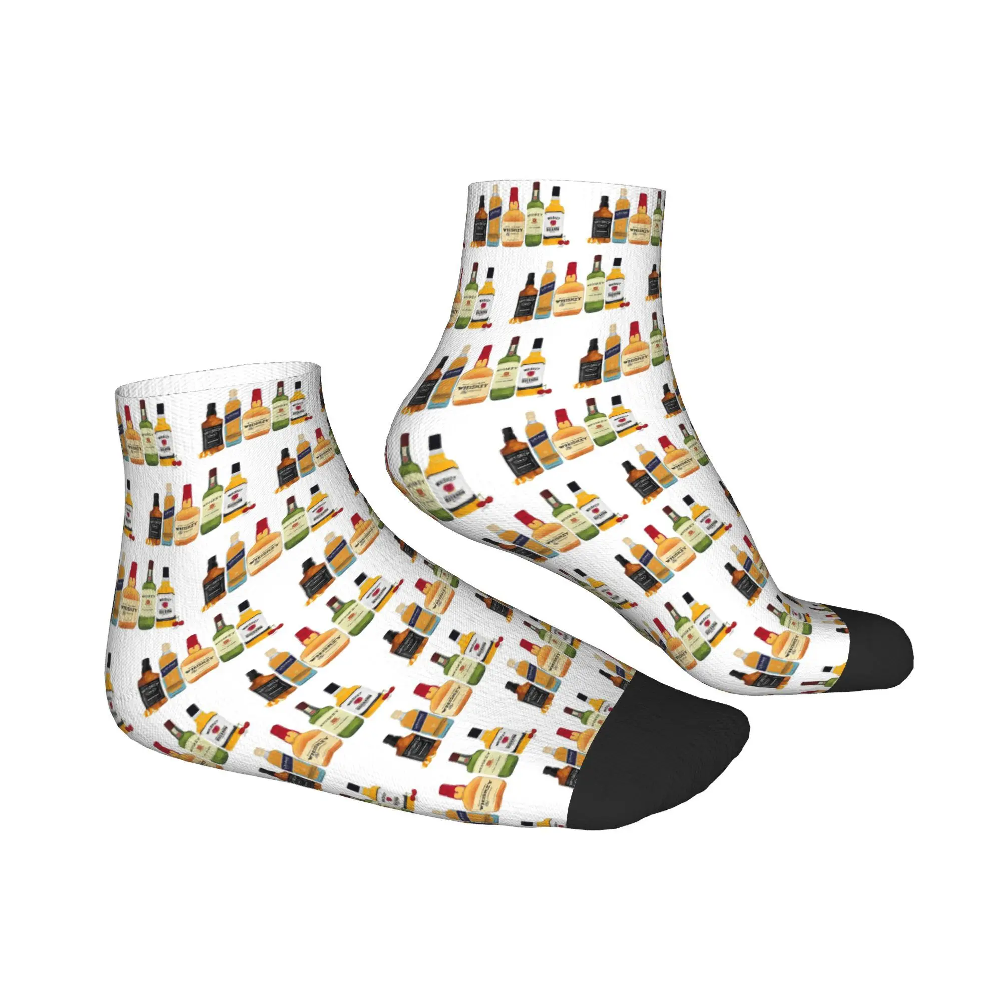 Calcetines con ilustración de botellas de whisky para todas las estaciones, calcetines súper suaves Harajuku, medias divertidas para hombres y mujeres, regalos de navidad