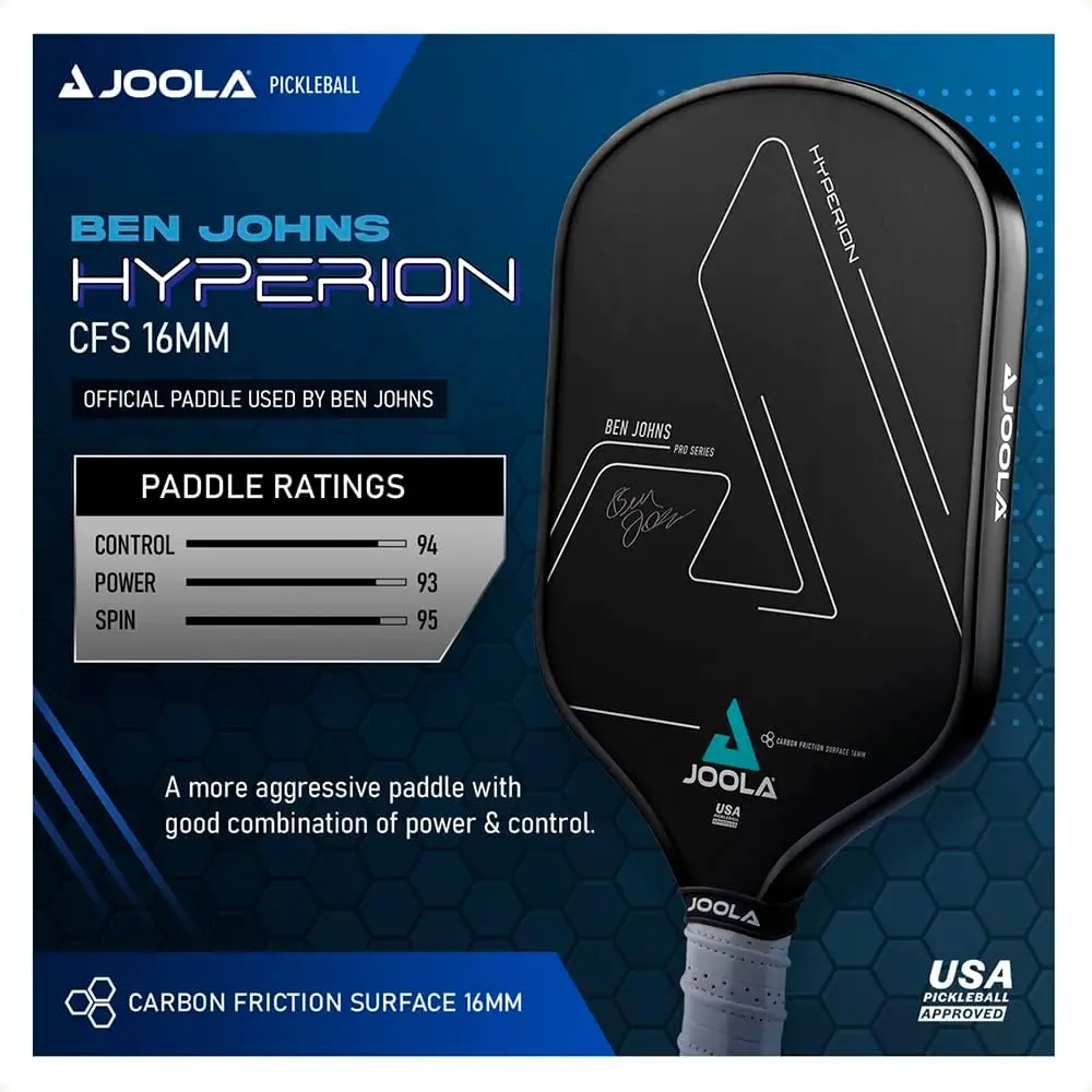 Pickleball Paddle - Carbon Surface & Sure-Grip Elongated Handle - Increased Power and Spin - Carbon Fiber Pickleball Paddle