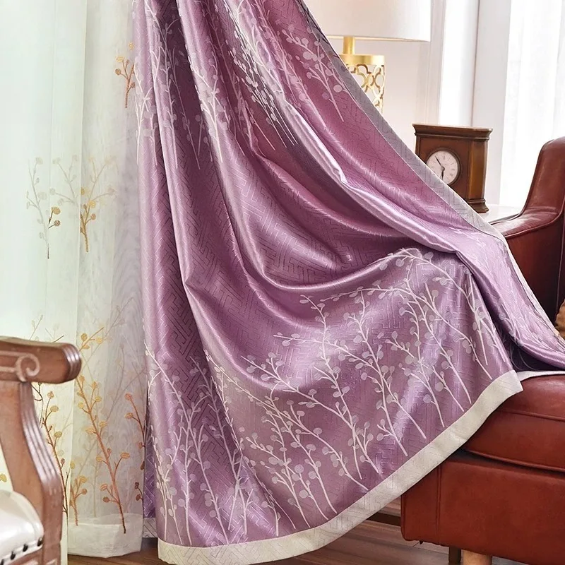Luxury Thickened Warm Fully Blackout Curtains for Bedroom Living Room High Windows Balcony Study Simple Pastoral Ready Made