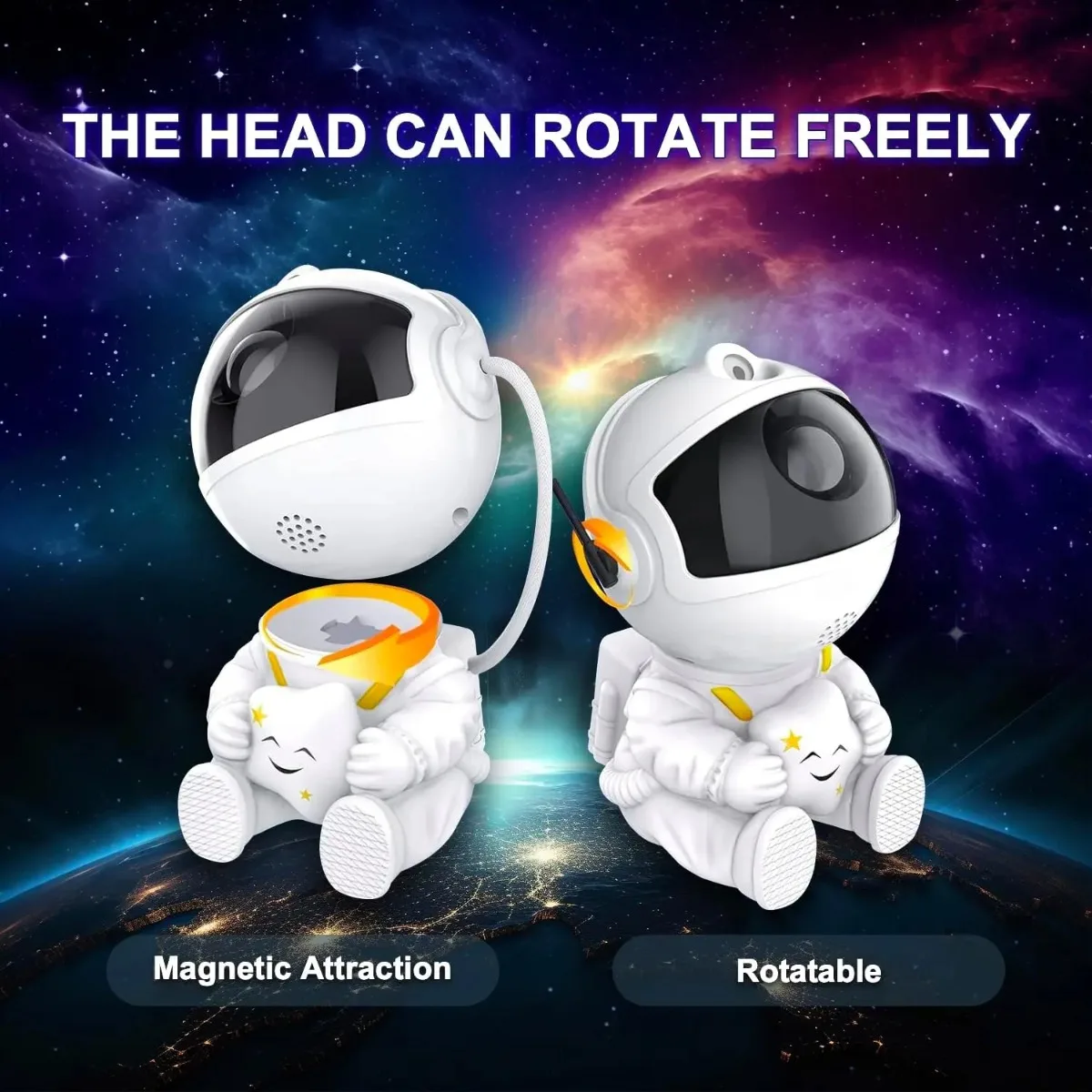 Galaxy Star Projector Night Light Astronaut Starry Sky Atmosphere LED Lamp for Kids Bedroom Ceiling Decor Children's Gift