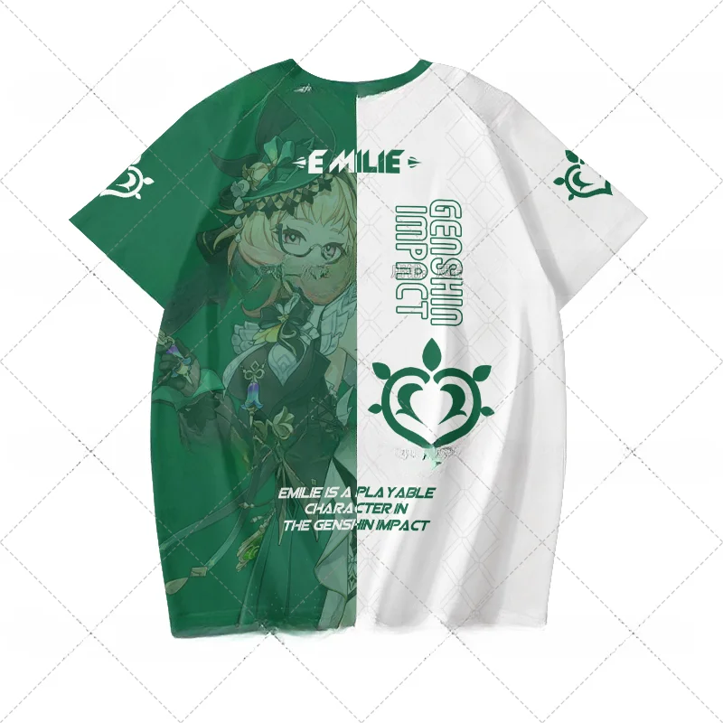 Homens e mulheres Genshin Impact Anime Cosplay T-Shirt, Verão Crewneck, Manga Curta, Camiseta Gráfica Engraçada, Streetwear