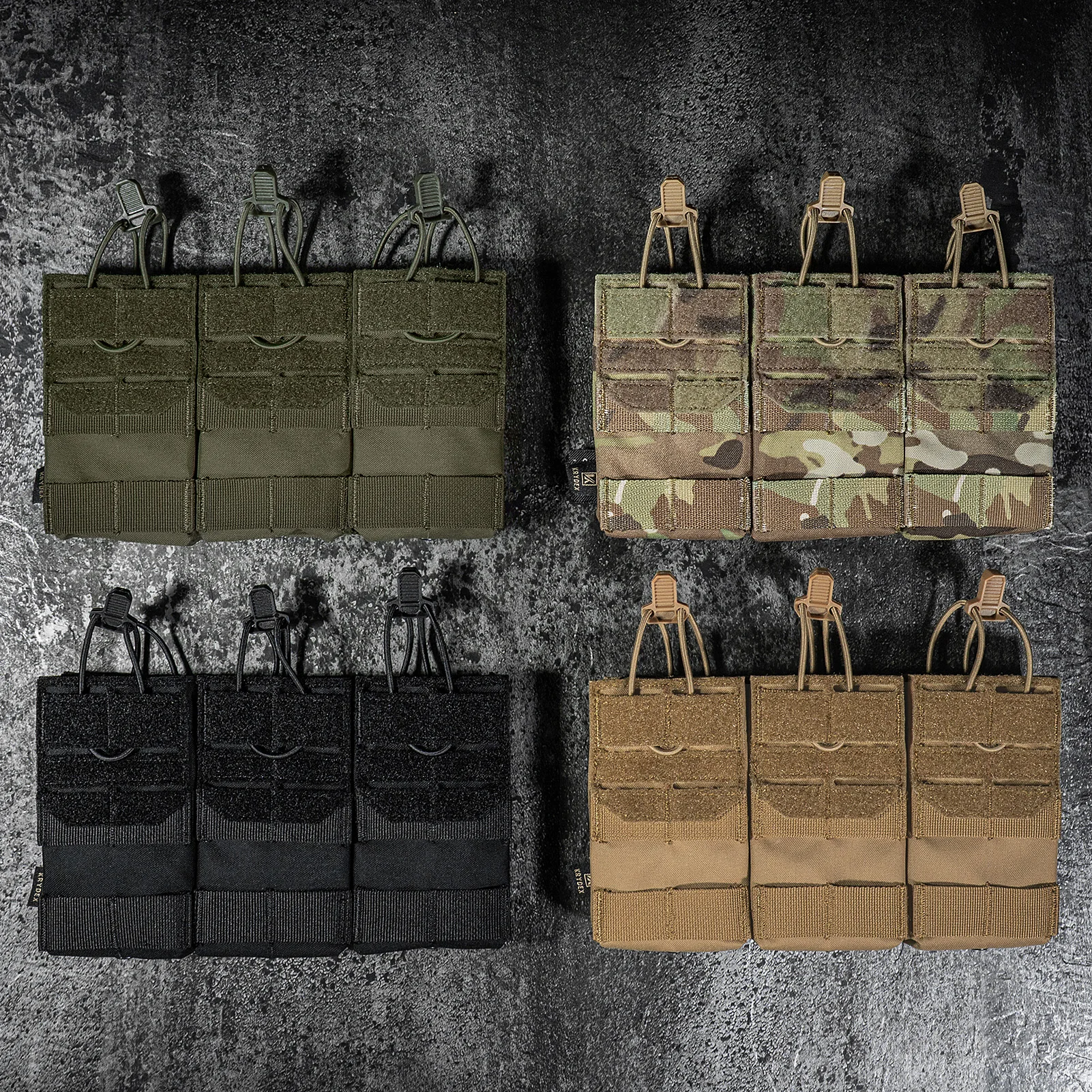 KRYDEX Taktische MOLLE Dreifach-Magazintasche Offene Oberseite 556mm Magazintasche für M4 M16 AR15 Jagd- und Airsoft-Zubehör – Detail 9