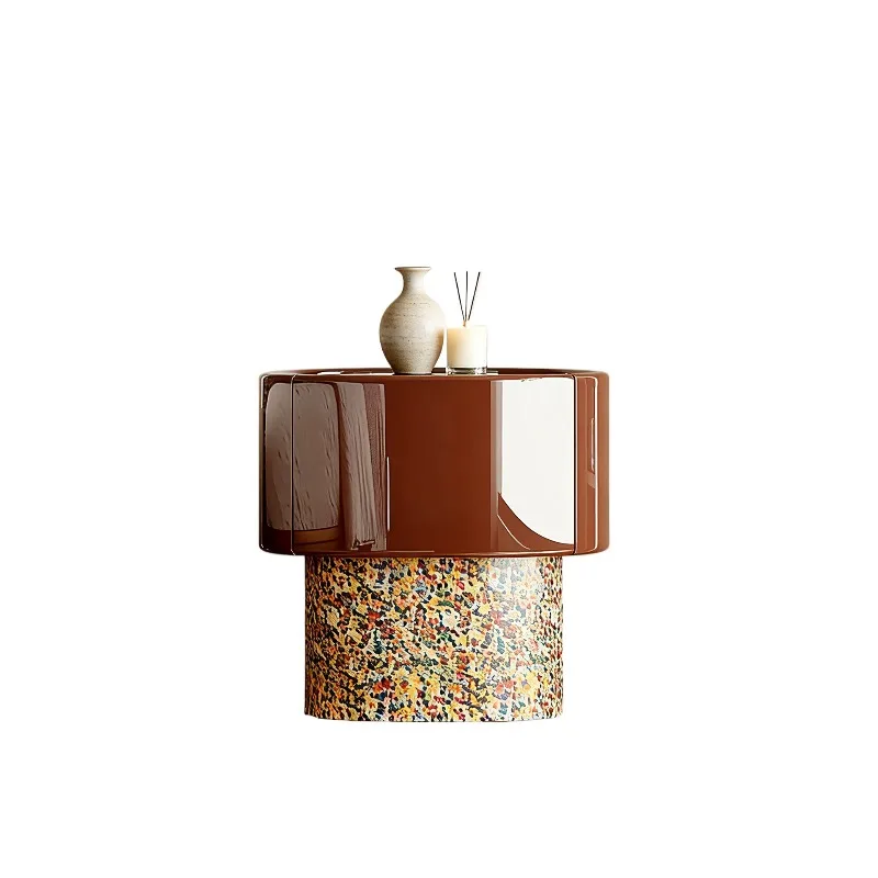 

New paint bedside table high light premium bedroom storage cabinet Italian light luxury dopamine retro style drawer cabinet