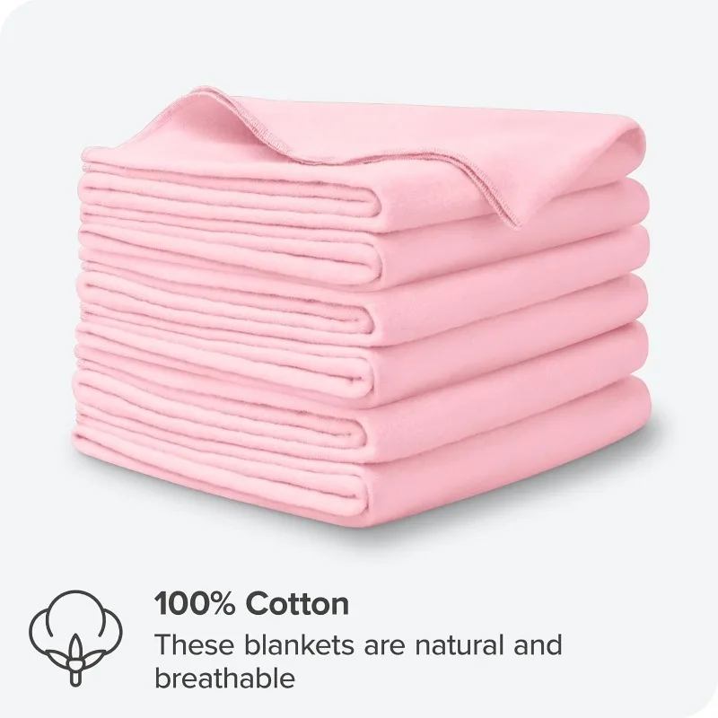 Flannel Receiving Blanket, Premium 100% Cotton Flannel Receiving Blankets, 6-Pack Flannel Receiving Blankets, Hypoallergenic