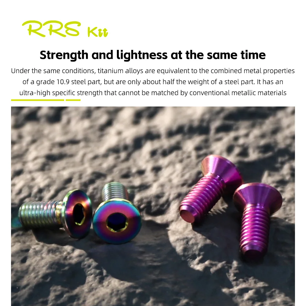 Rrskit bicicleta 2 uds tornillos de titanio para portabotellas M5x12mm pernos de montaje de portabotellas ultraligeros accesorios para bicicleta de montaña y carretera