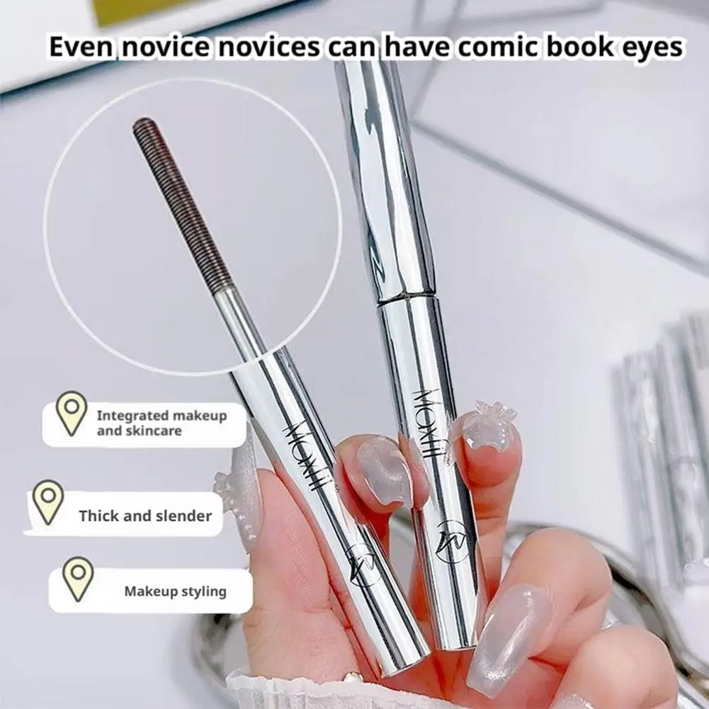 Metal Iron Lashes Mascara Waterproof Silk Fiber Mascara Black Long Curling Eyelash Extensions Non-clumping Eyes Makeup Cosmetics