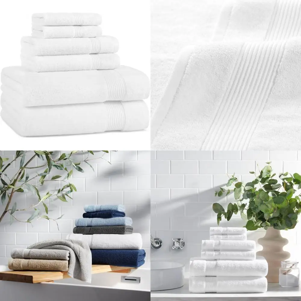 

Luxury Cotton Bath Towels Set of 6 - Ultra Soft, High GSM, Quick Drying and Absorbent, Essential Bathroom Accessories with 2 Sho