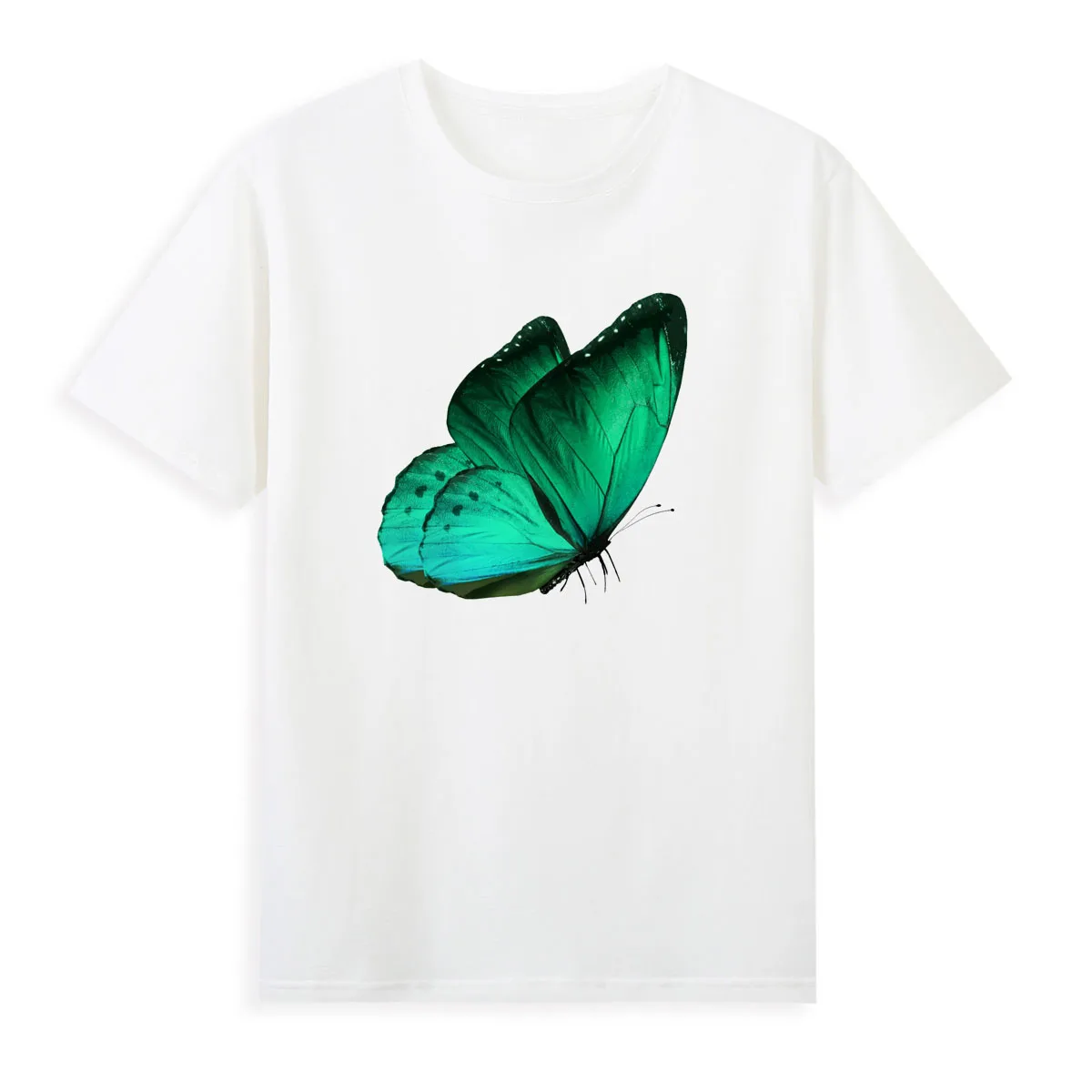 

Summer new women's three-dimensional butterfly print women's T-shirt round neck loose short sleeve top A097