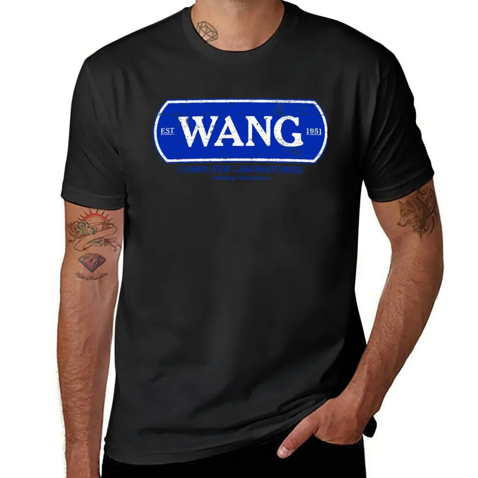 WANG Computers (Retro Worn) [Roufxis-Rb] T-Shirt boys whites cotton graphic tees korean fashion Blouse t shirts for men cotton