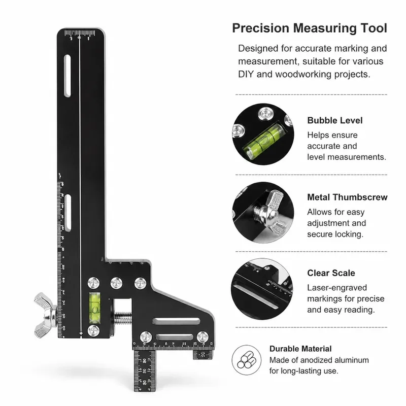 Double Track Rail Positioning Ruler Elevator Lift Guide Measuring Tool Precision Alignment Gauge for Installation Adjustment
