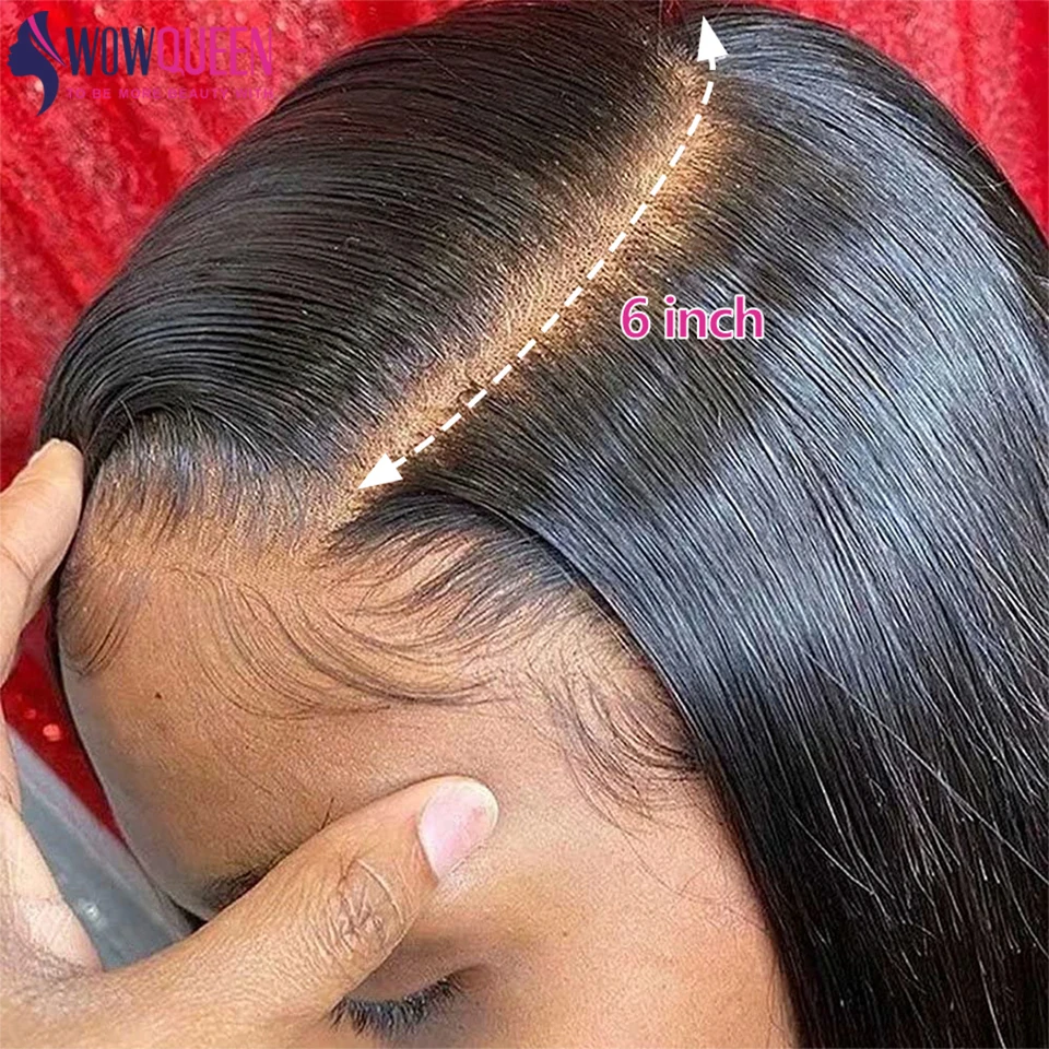 30 32 Inch Straight Human Hair Bundles With Closure 2x6 Middle Part Raw Hair Bundles Weave With 24 Inch Transparent Lace Closure