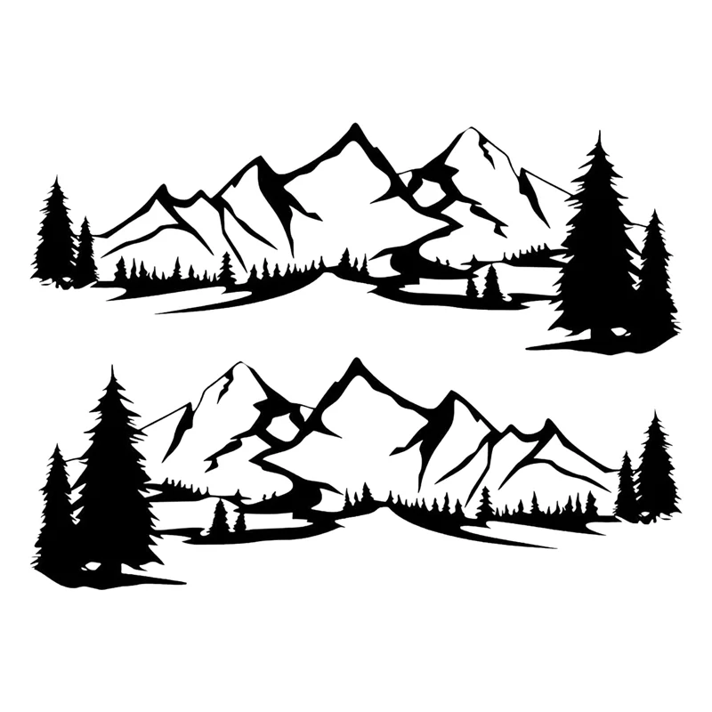 RV Side Body Sticker DIY Large Mountain Tree Decal Sticker Decoration for Car Caravan Trailer