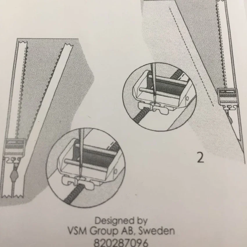 Zipper Foot #820287096 #98-694404-00 For Pfaff Sewing machine model 1027 Tipmatic, 1147, 301 Hobby, 303 Hobby, 307, 309 Hobby