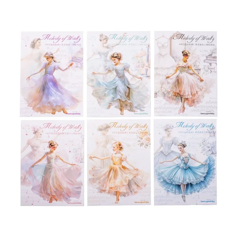 30Sheets Stickers Waltz Melody characters Handbook Materials musical landscapes School Supplies package Scrapbook 152*101mm