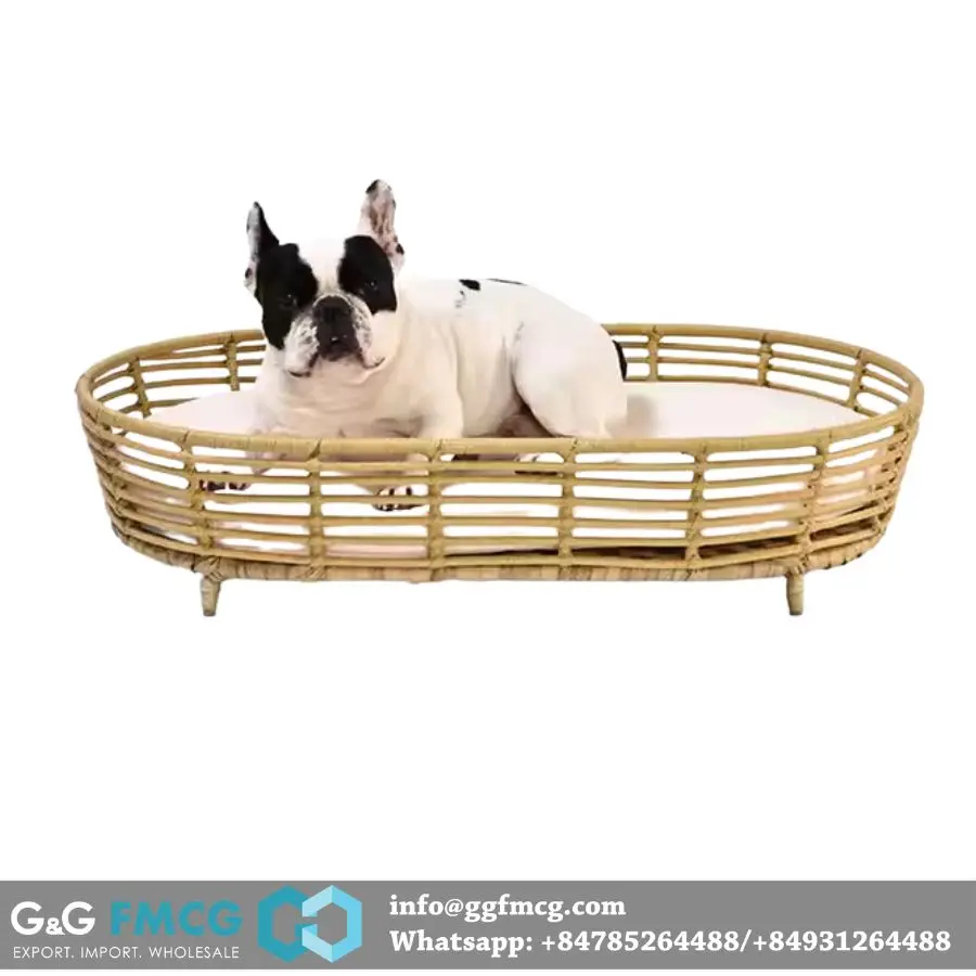 Luxury Handmade Rattan Pet Bed Poly Rattan Dog Cat Bed Accessories High Quality Furniture Bed For Pet