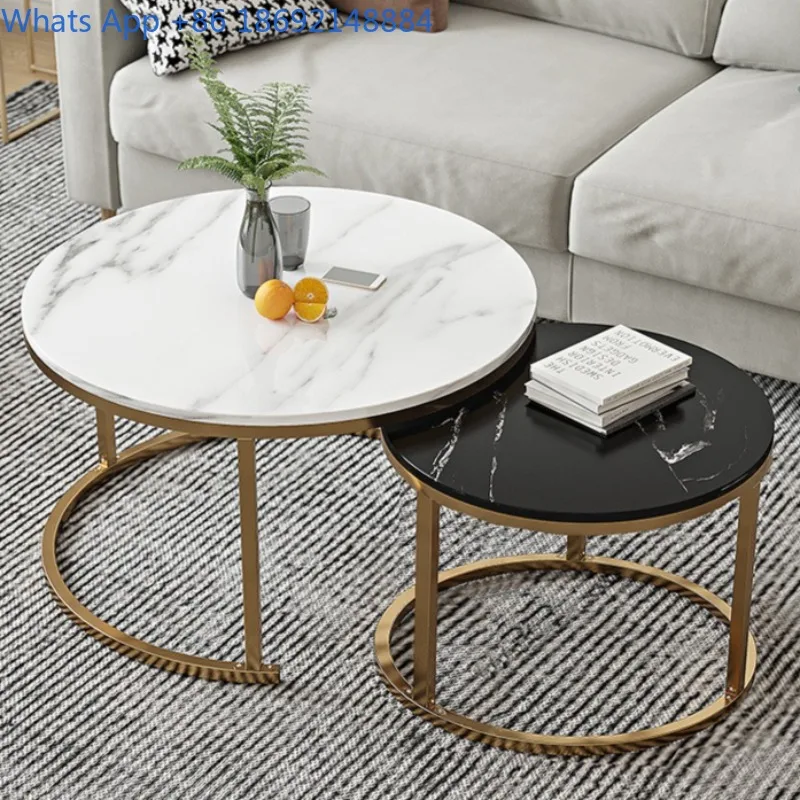 

Простой круглый приставной столик для гостиной, небольшого дома, простой и высококачественный чайный столик в сочетании с полкой для хранения