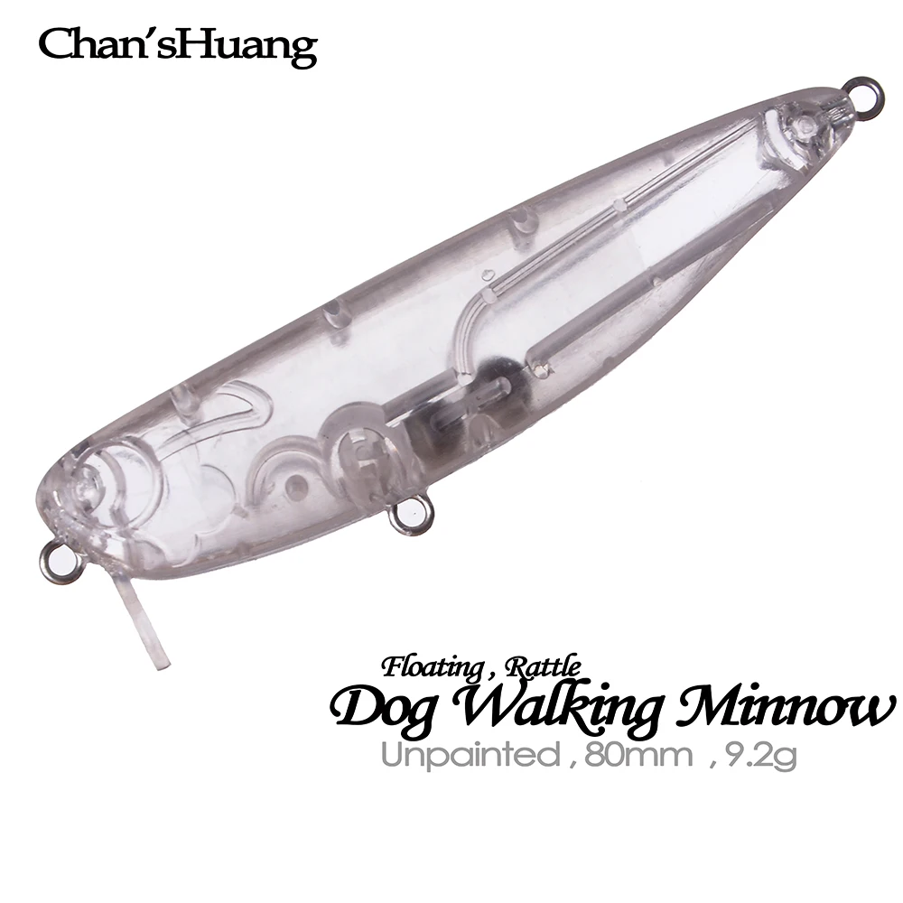 

Chan’sHuang 20PCS Unpainted Blanks Bait 8cm 9.2g Detachable Lip Dog Walking Minnow DIY Handmade Artificial Fishing Lure Tackle