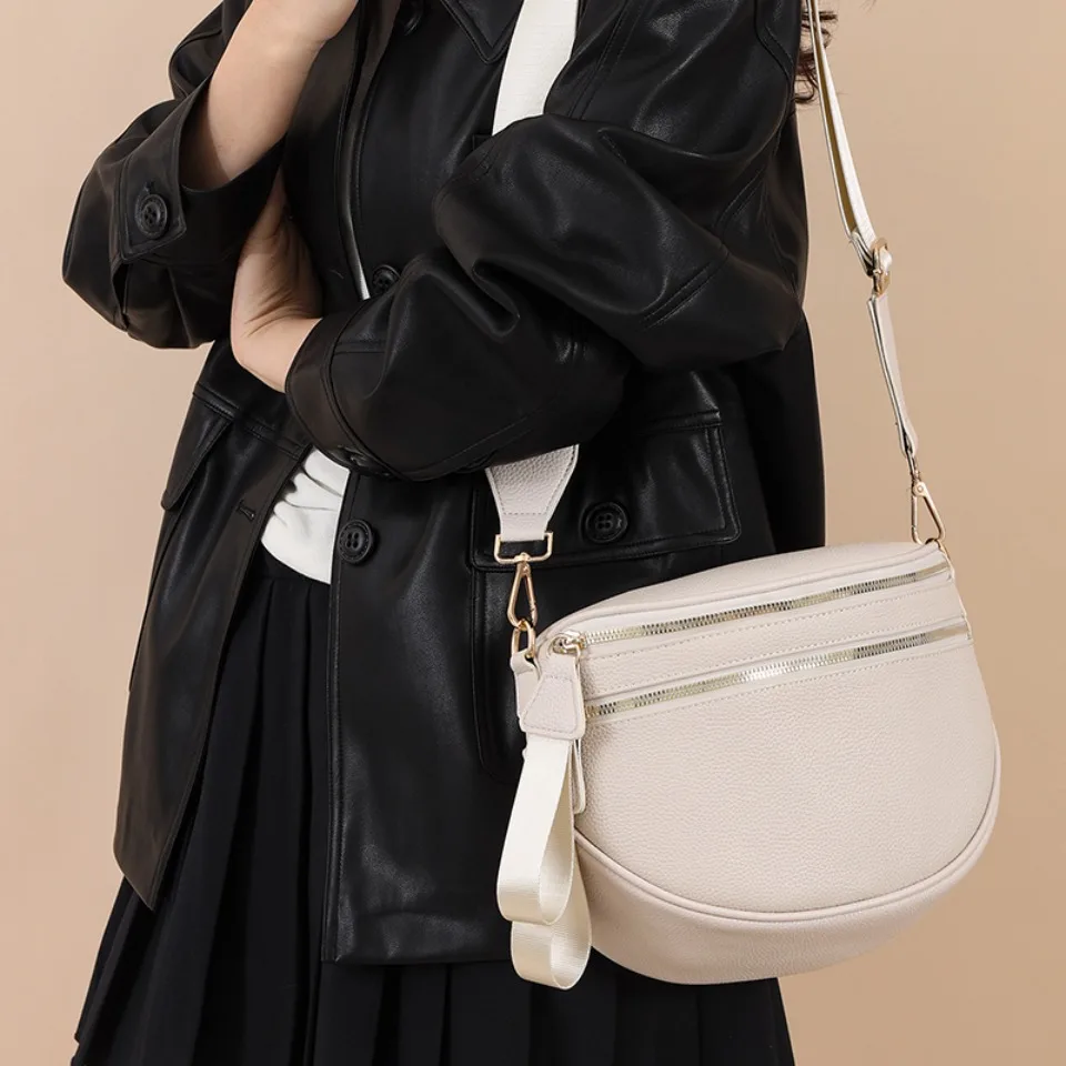 100% Top Layer Genuine Cowhide Leather Saddle Bag Luxury Handbags Women Bags Designer Crossbody Shoulder Bags for Women Commute