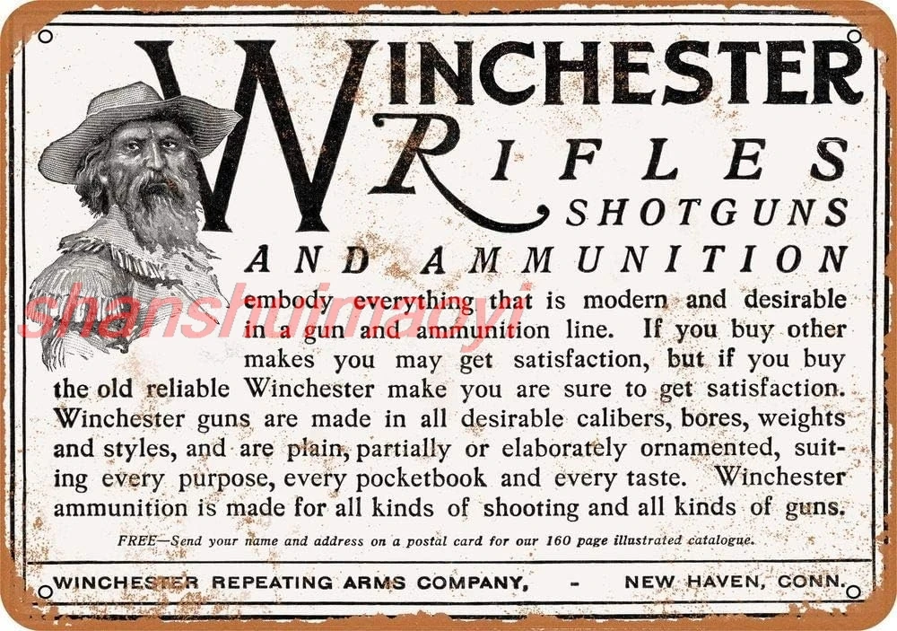 Tin Sign Vintage Metal Signs - 1900 Winchester Rifles and Shotguns - 8