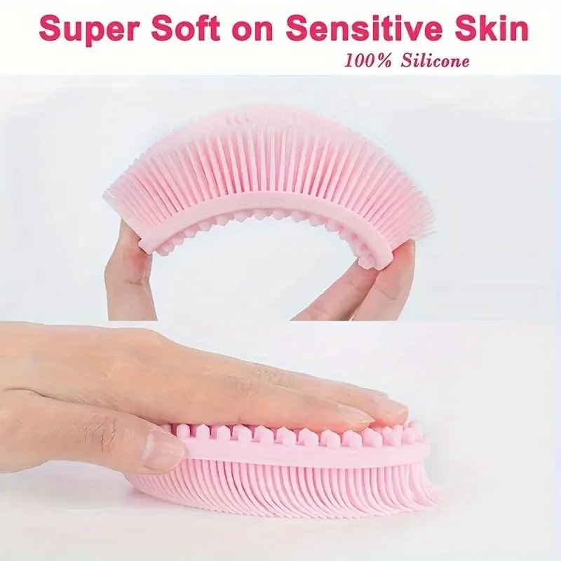 Silicone Body Exfoliating Double Sided Brush, Massage Shampoo Brush, Shower Scrub Brush Deep Cleansing Body Skin Tool