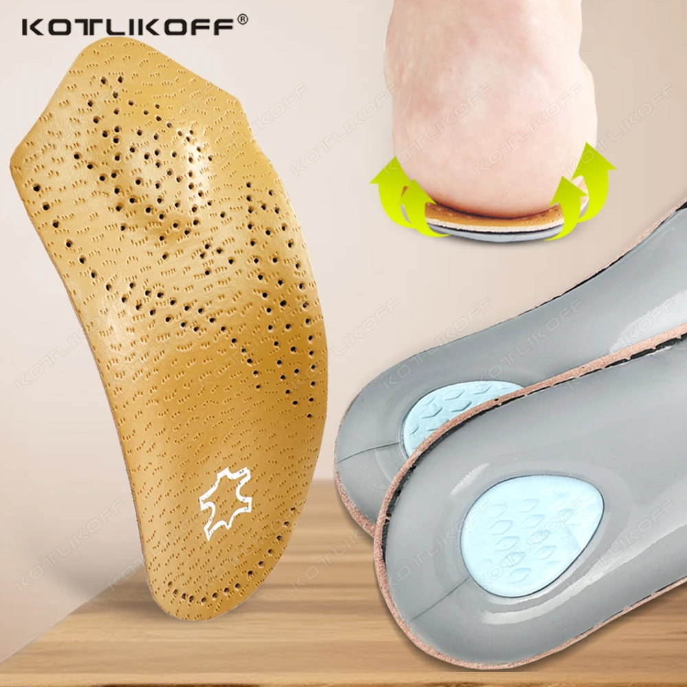 Orthopädische Halbe Einlegesohlen aus Leder, 3/4-Länge, harte Fußgewölbeunterstützung, Plantarfasziitis, Linderung, Komfort, Kissen, Einlegesohlen, Einsätze